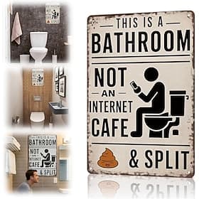 This Is A Bathroom Not An Internet Cafe Sign, Funny Bathroom Metal Tin Sign Vintage Humorous Wall Decor, Rustic Aluminum Bathroom Wall Art for Farmhouse Home R