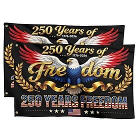 2pcs 1776-2026 United States 250th Anniversary Flag, Patriotic American 250 Years Commemorative Outdoor Banner for Garden, Yard, or House Decoration