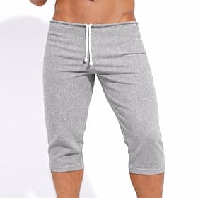 Men's Capri Pants Active Shorts Sweat Shorts Shorts Summer Shorts Drawstring Elastic Waist Plain Plain Comfort Knee Length Casual Daily Outdoor Sports Streetwe