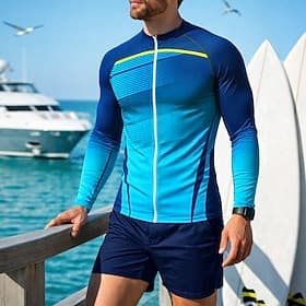 Homme Standard Maillot Anti UV Short de bain anti-UV Tee-shirt de Baignade Géométrique Dégradé Abstrait Zip Up UPF50 Protection UV Séchage Rapide manche longue