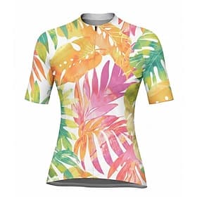Damen Radtrikot Tropische Blumen Palme Kurzarm Fahhrad Trikot Oberteil mit 3 Gesäßtaschen Schnelltrocknend Feuchtigkeitsableitend Atmungsaktiv Sport Gelb Bekle