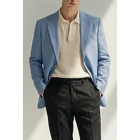 Hombre Chaqueta ligera Blazer de lino Casual Diario Negocio Elegante Ligeras Verano Primavera Algodón POLY Color sólido Minimalista Recto 2 botones Chaqueta de