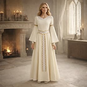 Set Vintage Medieval Renaissance Dress with Accessories Long Sleeves Princess Fairy Fancy Dress Women's Fantasy Halloween Carnival Renaissance Fair LARP Adults