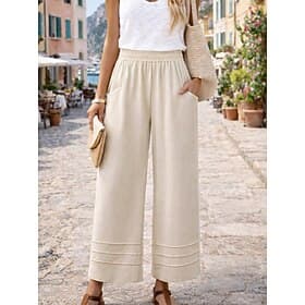 Dame Frekk Bred Bukseben kinesisk Ferie Gatemote Grunnleggende Full lengde Middels midje Helfarge Lomme Elastisk midje comfy Komfort Uelastisk Mikroelastisk Da