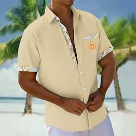 Herren Paisley-Muster Blumendruck Sonnentotem Hemd Hawaiihemden Alohahemd Kurzarm Hawaiianisch Urlaub Ferien Sommer Umlegekragen 3D-Druck Eine Tasche vorne Lei