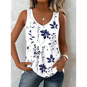 Femmes Débardeur Imprimé Graphique Paisley Bohème Élégant Sans manches Col en V Hauts Longs Occasionnel Plage Sortir Bleu Blanche Jaune Violet Vert Été Printem
