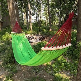 hamac suspendu d'extérieur en filet de glace avec barre courbée, conception anti-basculement pour une détente sûre et confortable, idéal pour le camping, les v