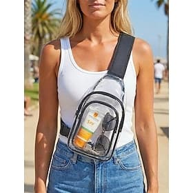 Bolso bandolera transparente de PVC para mujer, bolso de hombro transparente de gran capacidad con correa ajustable, bolso ligero y elegante para vacaciones en