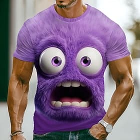 Men's Funny Emotes T Shirt Short Sleeve T shirt 3D Print Crew Neck Shirt Fashion Exaggerated Casual Daily Street Blue Light Green Red Summer Spring Clothing Ap