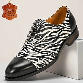 Hombre Moda Importante Fiesta y Noche Cuero Piel de vaca italiana de plena flor Antideslizante Cordones Negro Blanco Amarillo Verano Primavera Otoño