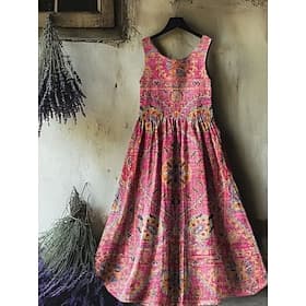 Damen Knielanges Kleid Boho-Kleid Sommerkleid Freizeitkleid Ethnokleid Elegant Bohemien Urlaub Strand Ferien Date Normale Passform Blumen Grafik Ärmellos Rundh