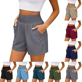 Damen Chinos Shorts Urlaub Basic Kurz Hohe Taille Einfach Komfort Dehnbar Täglich Meeresblau Schwarz Rote Marineblau Sommer Frühling Lässiger Schnitt