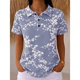 Per donna Camicia Magliette Polo a Nido d'Ape Top estivi Floreale Grafico Vintage Elegante Manica Corta Collo ripiegato Colletto Polo Top Regolari Matrimonio i