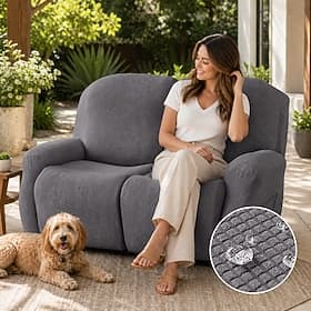 Waterproof Recliner Covers Burgundy Love Seat Reclining Sofa Slipcover Stretch 2 Seater Couch Cover Washable Chair Cover Protector for Dogs Pet(2 Backrest Cove