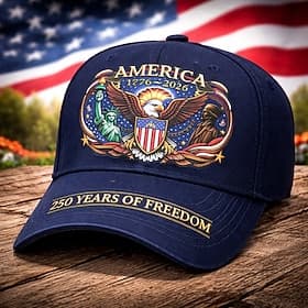 ørn frihet Amerikansk flagg 250-årsjubileum baseballcaps 1776–2026 patriotisk brodert USA-hatt gave til feiring av halvårsjubileum