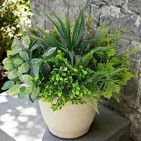 Outdoor Faux Plants UV Resistant - 12 Bouquets Realistic Artificial Eucalyptus Fern Lavender Greenery for Patio Garden Front Porch Decor Weatherproof Fake Plan