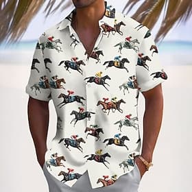 Derby del Kentucky Per uomo A righe Colore sfumato Corsa di cavalli Camicia Camicia Estiva Camicia con Bottoni Manica Corta Vintage Retrò Ferie Estate Primaver