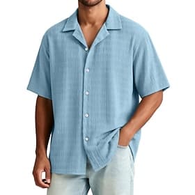 Homme Chemise Chemise Décontractée Chemise Boutonnée Chemise jacquard Bleu Noir Blanche Rouge Bleu Ciel Manche Courte Uni Col de chemise Occasionnel Quotidien