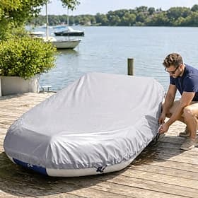 Kayak Rubber Boat Cover Waterproof UV Sun Dust Protection Inflatable Boat Dinghy Cover Storage Fit 12-17ft Boat Protection Cover Black S Length 380cm