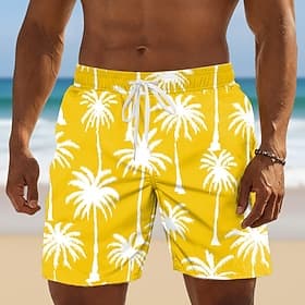 Men's Coconut Tree Palm Tree Tropical Plants Swim Trunks Bathing Suits Swim Shorts Board Shorts Mid Waist Hawaiian Outdoor Vacation Dailywear Side Pockets Mesh