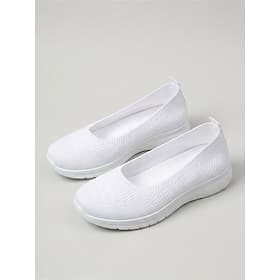 Weiße, leichte Damen-Slipper zum Hineinschlüpfen – atmungsaktive, bequeme Strick-Sneaker für Reisen, Alltag und Freizeit