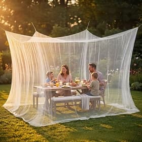 Grande moustiquaire d'extérieur pour table et chaises de patio, filet à mailles fines pour ensemble de salle à manger, idéale pour le jardin, les pique-niques,