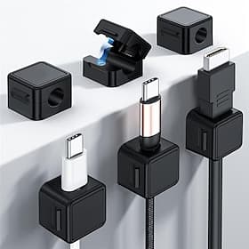 6Pack Magnetic Cable Clips Holder, Cord Organizer for Desk, Strong Adhesive Desk Cable Management for Phone Charger, Computer, Home, Office, Car