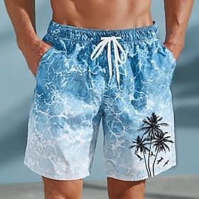 Homme Cocotier Plantes Tropicales Vagues océaniques Maillots de bain Maillots de bain shorts de bain Shorts de Surf Taille Moyenne Hawaïen Vacances à la Plage
