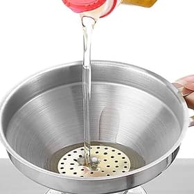 Food Grade Stainless Steel Funnel with Detachable Strainer, Large Wide Mouth, Thickened Kitchen Funnels, Household Filter for for Filling Bottles, Oils, Juice,