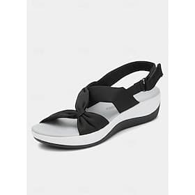 Sandalias grises con tiras cruzadas y nudo para mujer: sandalias ligeras para caminar con plataforma acolchada, correa ajustable y soporte para el arco