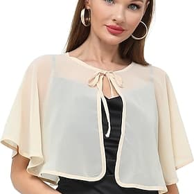 Shawls Women's Wrap Shrug Mother's Wraps Bridal's Wraps Elegant Ladies Formal Style Sleeveless Chiffon Wedding Wraps With Pure Color For Daily Spring Summer