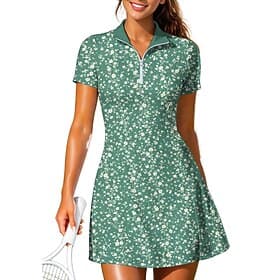 Women's Plants Floral Tennis Dress Sports Dress Short Sleeve Print Breathable Tennis Golf Badminton Collar Polo Collar Dress Light Green Tennis Clothing