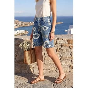 Women's Bermuda shorts Shorts Summer Shorts Vacation Fashion Streetwear Knee Length High Waist Floral Graphic Pocket Comfort Breathability Comfortable Inelasti