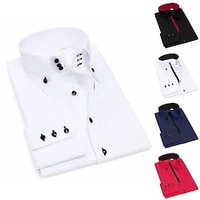 Homme Chemise Chemise à col pointu Chemise boutonnée Plein Mariage Soirée Noir Blanche Rouge bleu marine manche longue Revers Printemps Automne Vêtement Tenue