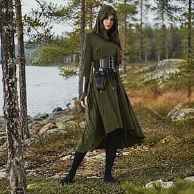 Medieval Renaissance Fancy Outfits Long Sleeves Archer Fairy Lace up Solid Color Fancy Dress Women's Fantasy Masquerade Party Renaissance Fair LARP Adults' Cos
