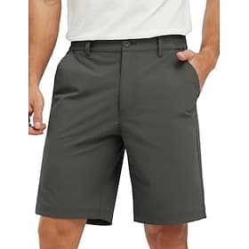 Men's Dress Shorts Business Casual Shorts Golf Shorts Pocket Elastic Waist Plain Waterproof Comfort Knee Length Outdoor Business Work Fashion Streetwear Black