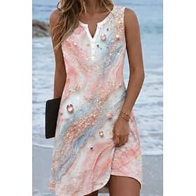 Femmes Mini Robe Robe d'Été Robe d'été Vacances Occasionnel Quotidien Plage Fête Coupe régulière Graphique Teinture par nouage Abstrait Sans manches Col en V B