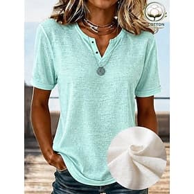Women's Shirt Texture Blouse Summer Tops Plain Stylish Classic Short Sleeve V Neck Long Tops Casual Light Beige Light Green Light Purple Summer Spring