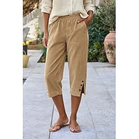 Women's Capri Pants Trousers Corduroy Pants Summer Pants Vacation Fashion Casual Daily Calf-Length High Waist Solid Color Plain Pocket Elastic Waistband Comfor
