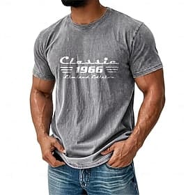 Classic 1966 Limited Edition Men's Vintage Retro T Shirt Graphic Acid Wash Crew Neck Short Sleeve 60th Birthday Gift for Dad Grandpa Designer Clothing Apparel