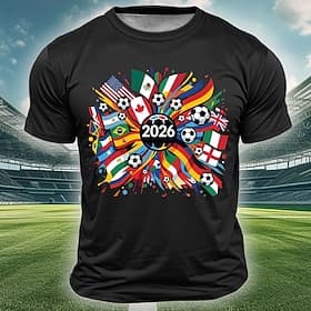2026 International Soccer Cup Global Football Tournament Men's 2026 Multi World Country Flags USA Mexico Canada Soccer Balls Graphic Sporty Fan Souvenir T-Shir