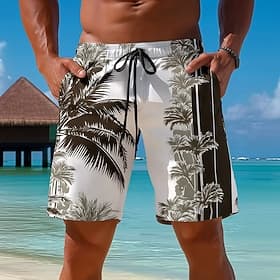 Men's Coconut Tree Gradient Color Tropical Plants Swim Trunks Bathing Suits Swim Shorts Board Shorts Mid Waist Hawaiian Outdoor Vacation Dailywear Side Pockets
