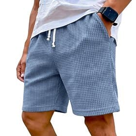 Herren Waffel-Shorts Shorts Freizeitshorts Shorts mit Struktur Kordelzug Tasche Elastischer Bund Einfach Texture Komfort Atmungsaktiv Über dem Knie Lässig Outd