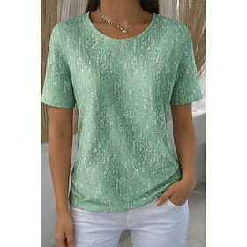 Damen T Shirt Druck Ombre Grafik Abstrakt Stilvoll Klassisch Lässig Kurzarm Rundhalsausschnitt Normale Oberteile Täglich Blau Rosa Purpur Grün Sommer Frühling