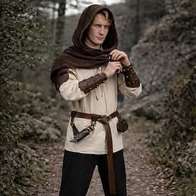 Medieval Renaissance Pants Shirt Hooded Cloak Long Sleeves Archer Pirate Ranger Lace up Fancy Dress Men's Pirate Masquerade Party Renaissance Fair LARP Adults'