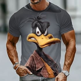 Men's Angry Black Duck Crossed Arms Humorous 3D Graphic T-shirt All Over Print Slim Fit Casual Streetwear Designer Clothing Apparel S M L XL XXL XXXL