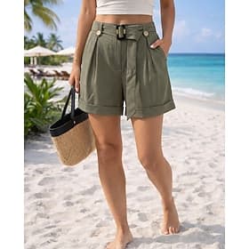 Mujer Chinos Pantalón corto Vacaciones Moda Ropa de calle Corto Alta cintura Plano Bolsillo Cintura elástica Confortable Comodidad Suave Rígido Diario Exterior