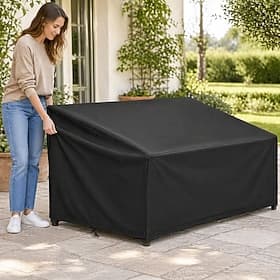 Housse de protection anti-poussière pour banc d'extérieur en tissu Oxford 420D, noire
