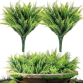 10 Pcs Fake Fern - Artificial Ferns for Outdoors - Faux Ferns for Outdoor Planter Large Outdoor Patio Decor Boston Fern Artificial Plants Faux Greenery Porch D