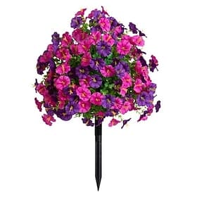 24 Inch Artificial Flower Stake Outdoor Decor Morning Glory Boxwood Topiary Ball Trees Multi-Color Garden Stakes for Yard Lawn, No Fade Heavy Duty Plastic, Al